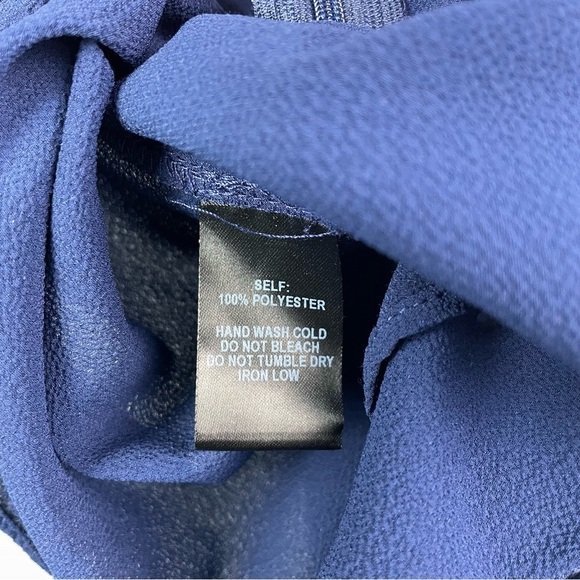 Lulus Navy Blue Deep V-Neck Peplum Top Long Sleeve - Picture 14 of 15